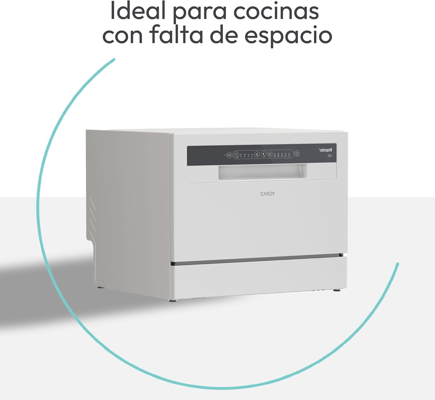 Candy CP 6E51LW Lavavajillas Pequeño y Compacto, 6 Servicios, Digital, 51DBA, 5 Ciclos, Media Carga, Inicio Diferido 3-6-9 horas, Indicador Sal y Abrillantador, Indicador Fin de Ciclo, Blanco
