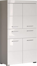 trendteam smart living Armario Alto para baño Amanda, 73 x 132 x 31 cm, en Blanco y Blanco de Brillo Intenso con cajón y abundante Espacio de Almacenamiento