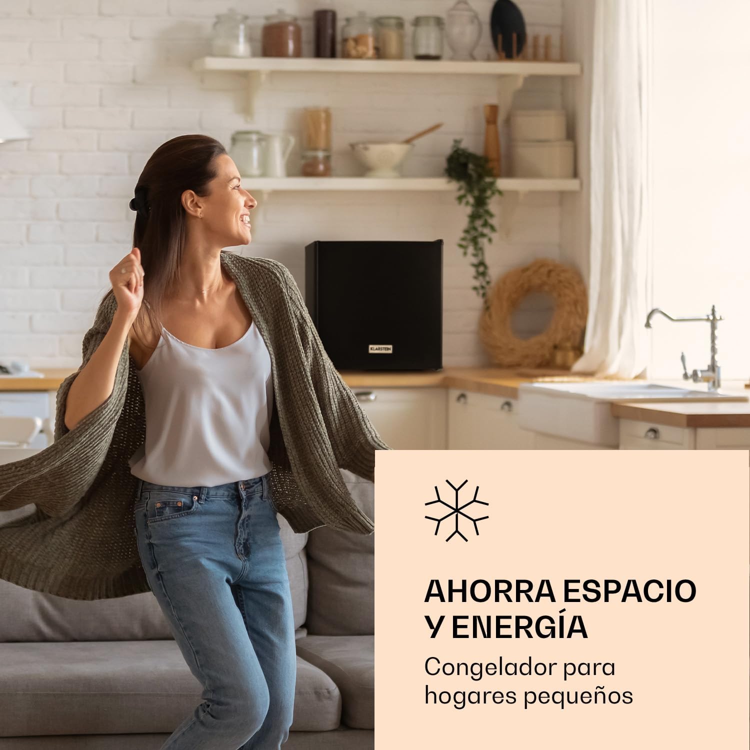 Klarstein Congelador Vertical No Frost 33l, Portátil para Casa y Oficina, Bajo Consumo con Estante y Rascador, Bajo Encimera