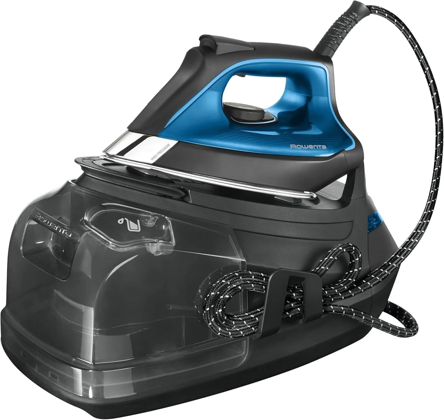 Rowenta Silence Steam Pro – Ironing Center, Unlimited Autonomy, 8 Bars, Steam Boost 600 g/min, Microsteam Sole, ECO Function and Lime Reservoir, 1.3 Litres, Black and Grey, DG9248