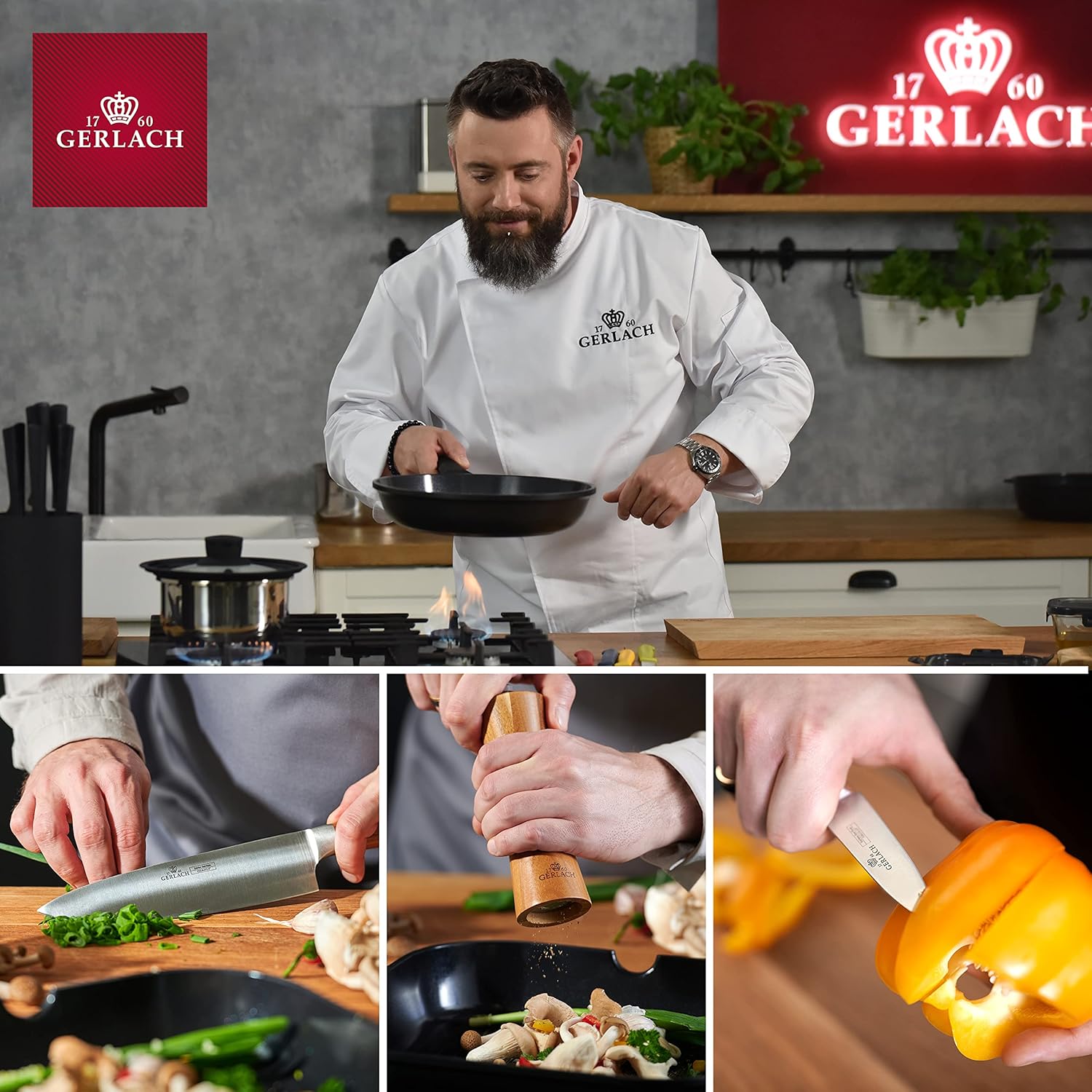 Gerlach Prestige Plus Zestaw Garnków, Srebrny, 10 El.