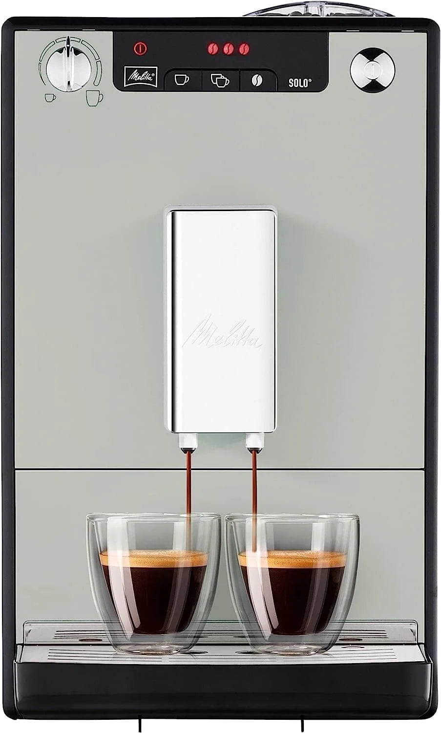 Melitta, Solo E950-222, Superautomatic Coffee Maker with Grinder, 15 Bars, Espresso Bean Coffee, Automatic Cleaning, Customizable, Pure Black