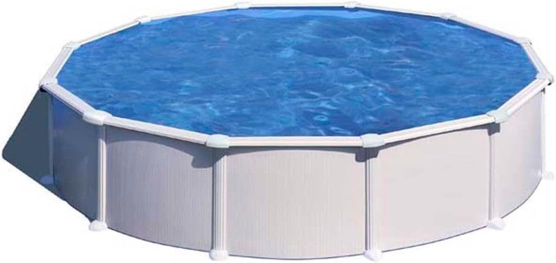 Piscina de Acero Elevada,Redonda con Aspecto Acero Blanco. Piscinas Desmontables para Jardín 550 x 132 cm - Piscina Gre KITPROV508 Atlantis.