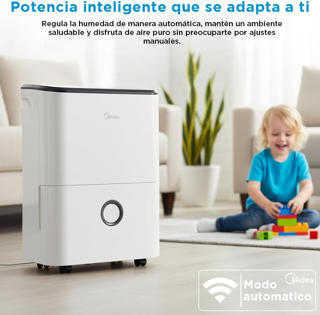 Midea Deshumidificador de Humedad 20L Silencioso | WiFi/App, Modo Secado de Ropa y Auto Antihumedad, Purificador Eléctrico Antibacterias, moho y Condensación | Ideal en habitaciones hasta 50m2/150m3