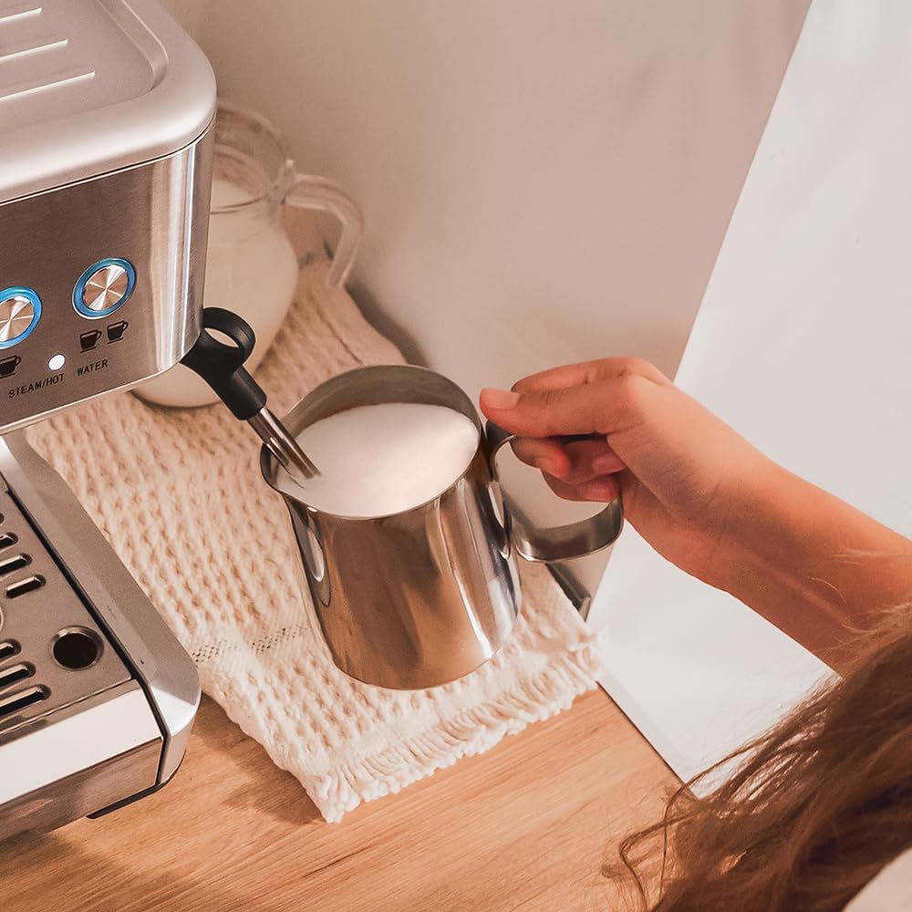 Cecotec Cafetera Express Barista Power Espresso 20 Barista. 2250W, 20 Bares, Manometro y 2 Thermoblocks, Depósito de Café en Grano, Molinillo con 20 Niveles, Vaporizador