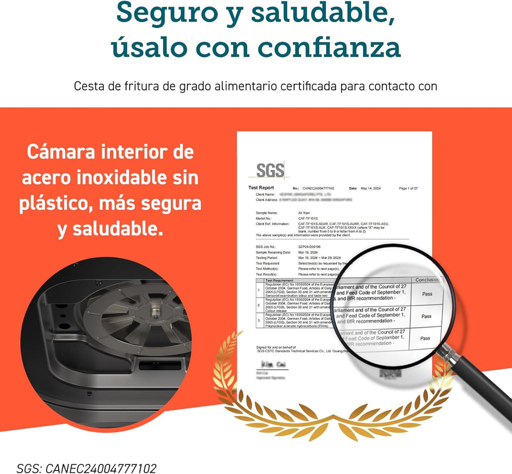 Cosori Freidora de Aire Dual Blaze TwinFry 10 Litro-True Metal-Doble Resistencia 2800 W (35–240 °C)-Divisor para Zonas de la Gran Doble Cesta-6 Funciones-Smart WiFi-Máx 10 Personas-Limpiable