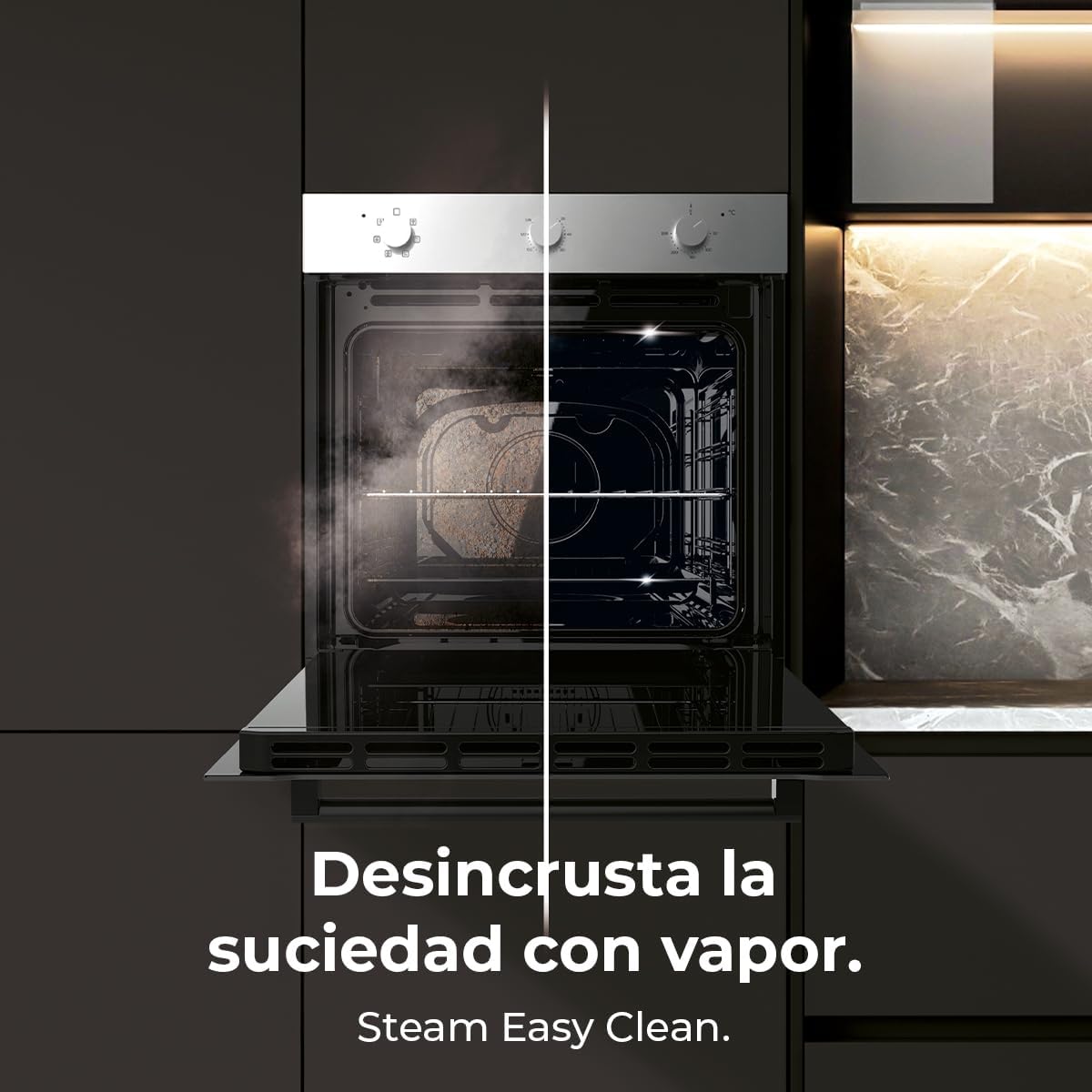 Cecotec Horno Integrable Multifunción 70L Bolero Hexa M236000 Inox Time. 2800W, 6 Funciones, Temporizador, Steam Base XXL, Steam Assist, Steam EasyClean, Cooling Fan, Modo Defrost, Eco, Convección