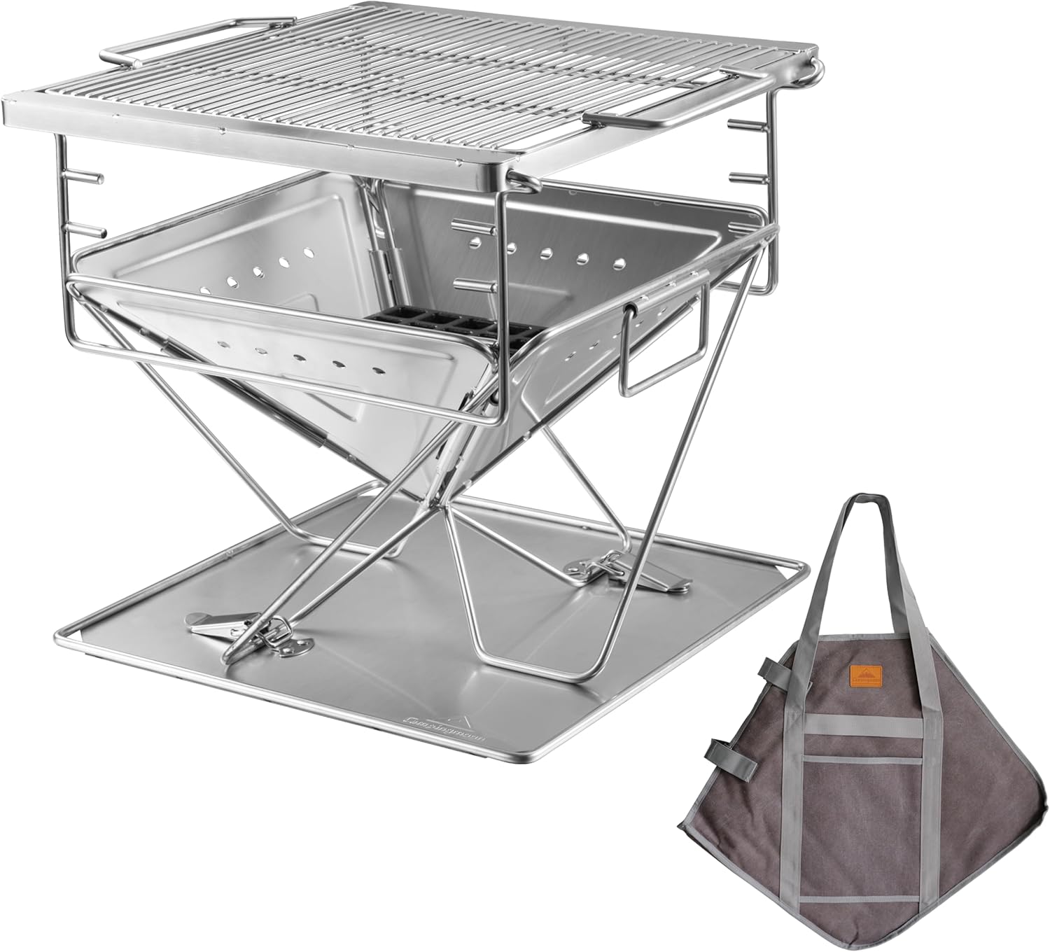 Campingmoon MT-045 grill ognisko składane ze stali nierdzewnej - duży