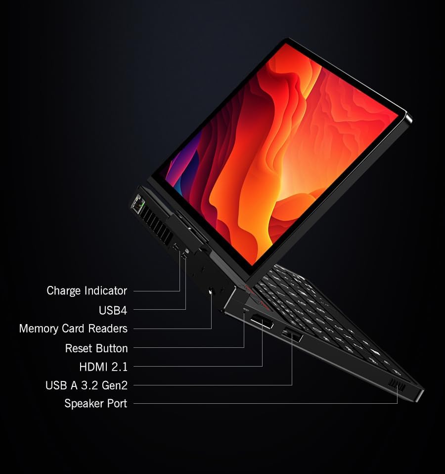 GPD Pocket 4 (8840U) Ultra Mobile PC de aluminio con Windows 11, pantalla 8.8 Ultra HD giratoria 180°, Ryzen 7 8840U, RAM 16 GB LPDDR5x, SSD NVMe 1 TB, Wi-Fi 6E, Ethernet 2.5G, Bluetooth 5.3