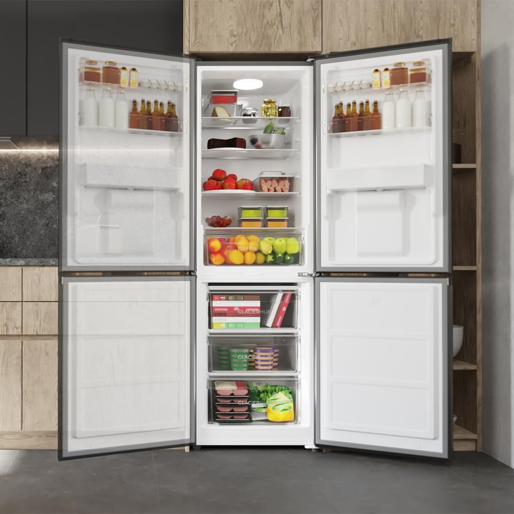 Cecotec Frigorífico Combi 2 Puertas con dispensador de agua Bolero CoolMarket Combi 296 DF WD Dark E. 296L, 60cm de ancho, Funciones FastCooling, FastFreezing y DeFrost, LED interior, Dark Inox