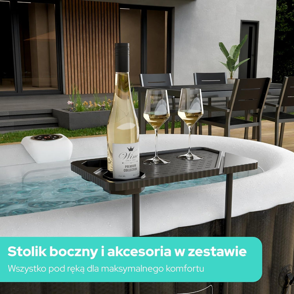 Arebos Nadmuchiwane spa z oświetleniem LED | Nadmuchiwane | Wnętrze i na zewnątrz | 190x120 cm Owal | 2 osoby | 90 dysz masujących | z ogrzewaniem | 550 litrów | Okładka w zestawie | Bąbelkowe Spa