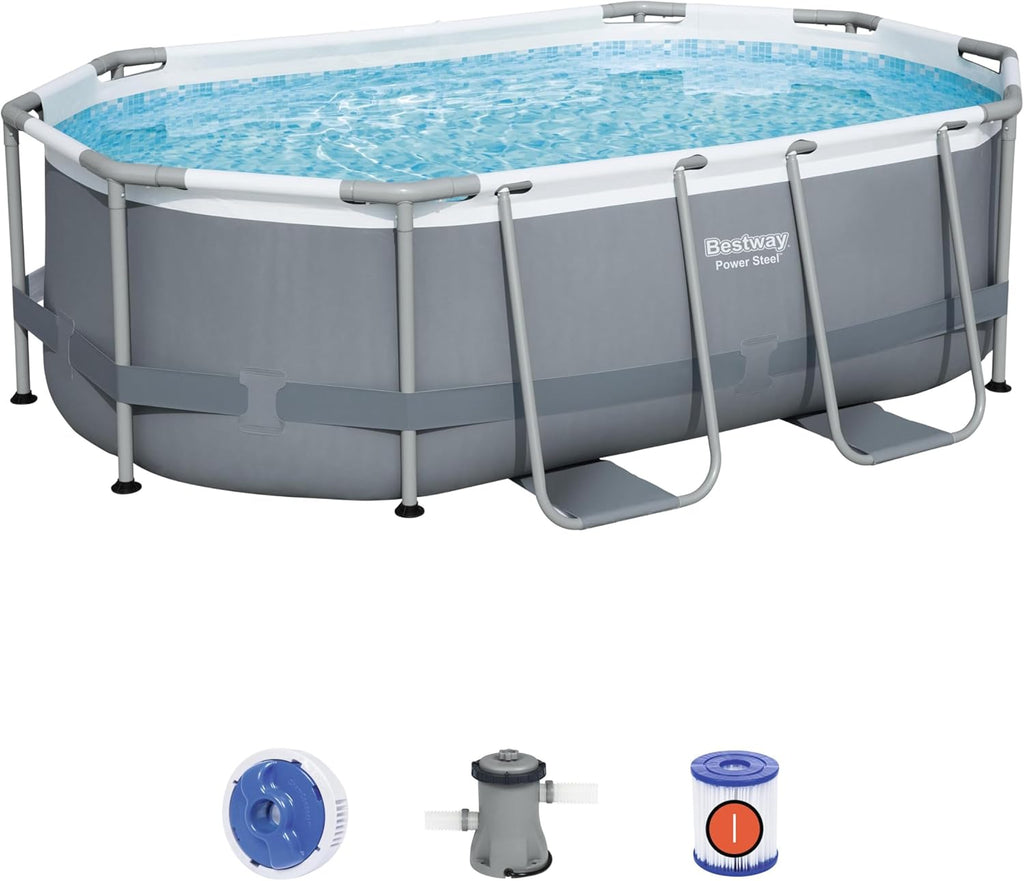 Bestway Power Steel™ 10' x 6'7" x 33"/3.05m x 2.00m x 84cm Oval Pool Set