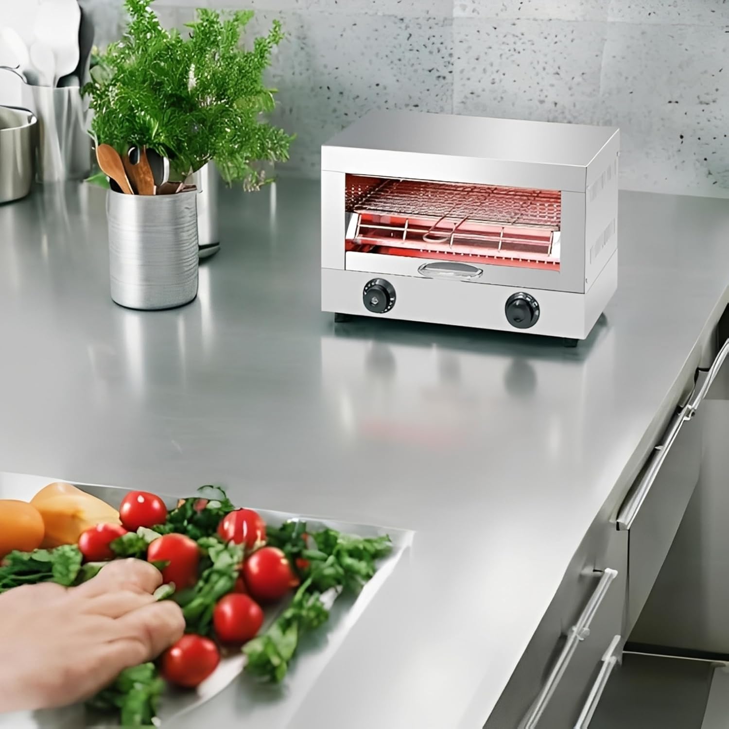 MBH - Tostadora industrial eléctrica 1 piso INOX para HOSTELERÍA. Horno tostador de pan profesional para bar y restaurante.
