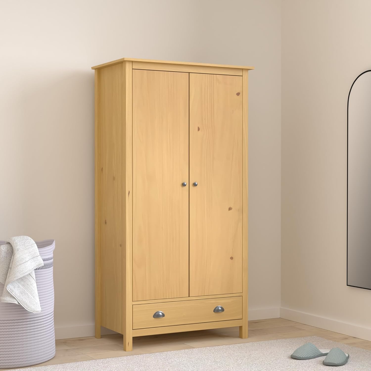 vidaXL Armario de 2 Puertas Muebles para Ropa Roperos Guardarropas de Dormitorio Organizador Colgar Almacenamiento 89x50x170 cm Blanco Madera Pino