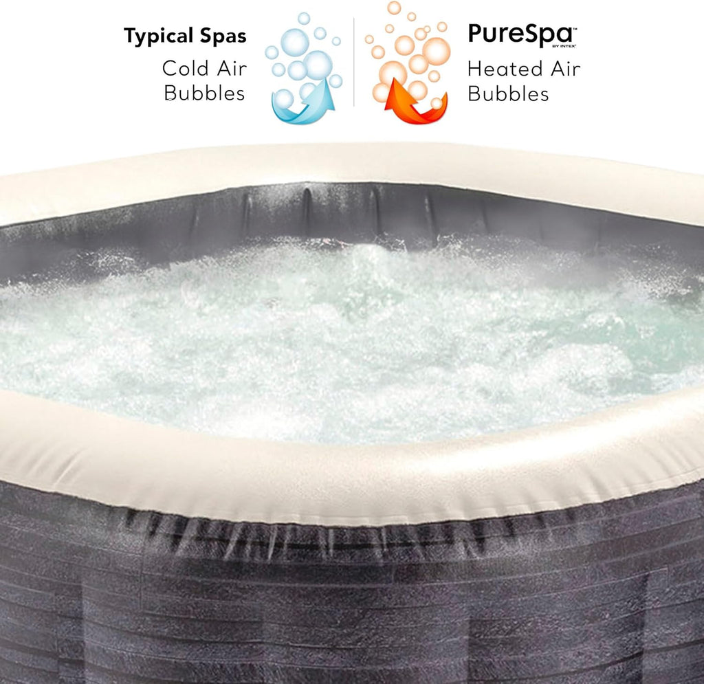 Intex Spa hinchable cuadrado Greystone Deluxe 4 personas, 175x175x71 cm, Calentador 2.200 W, Burbujas aire caliente, Clorador salino, Depuradora con filtro S2 (1.741 l/h), Accesorios incluidos (55093)