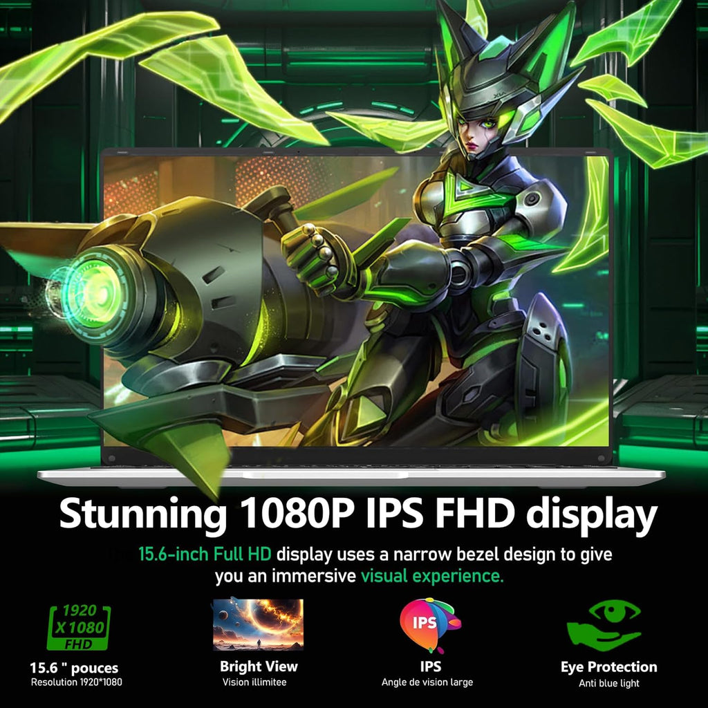 Ordenador Portátil 15,6 Pulgadas, PC Portatil Celeron N4000 8GB LPDDR4 256GB SSD, Computadora Portátil 1920*1080 IPS FHD Pantalla, Portatiles Mini HDMI Laptop Win 11 Pro TF Card USB 3.0 Ordenador