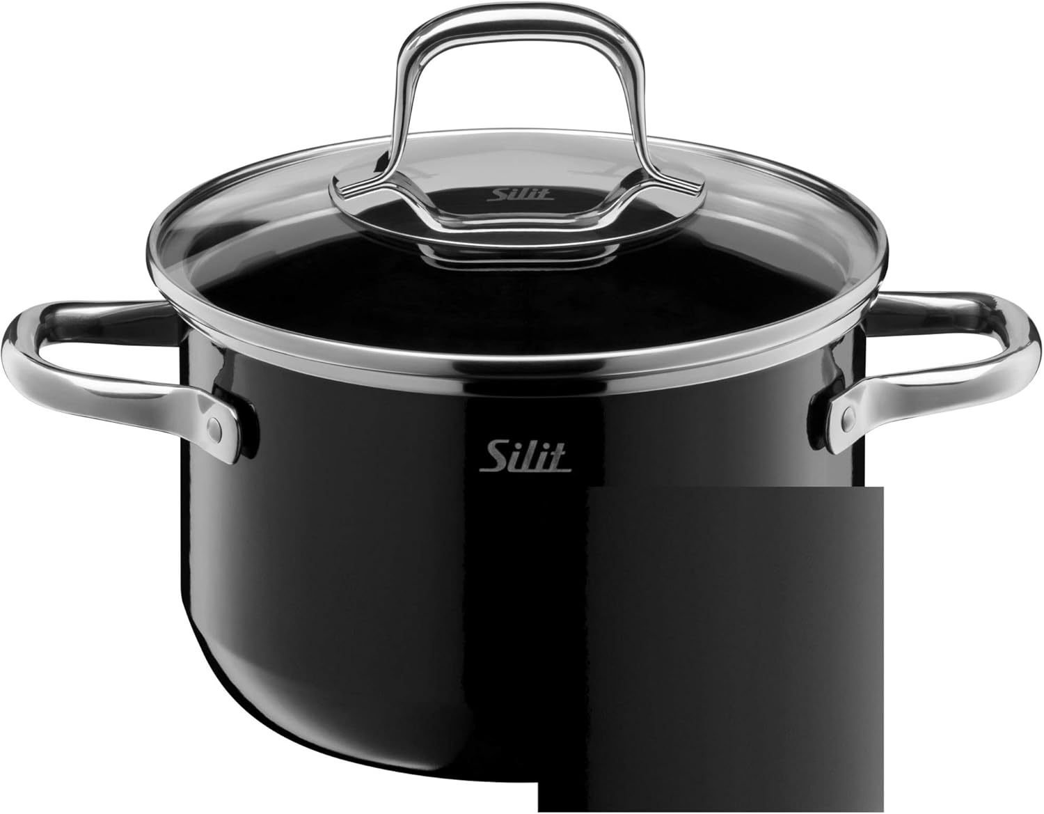 Silit Elegance Zestaw Garnków Indukcyjnych, 18/8 Stainless Steel, Przezroczysty/Czarny, 4 Sztuk