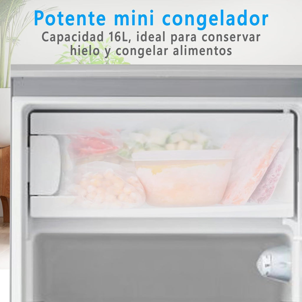 Midea Nevera pequeña 113L con Congelador - Mini frigorífico pequeño para la Habitación/Caravana/Camping - Mini Bar Bajo Consumo - Frigorifico Bajo Encimera Silencioso 39dB + Congelador -16º/-24º