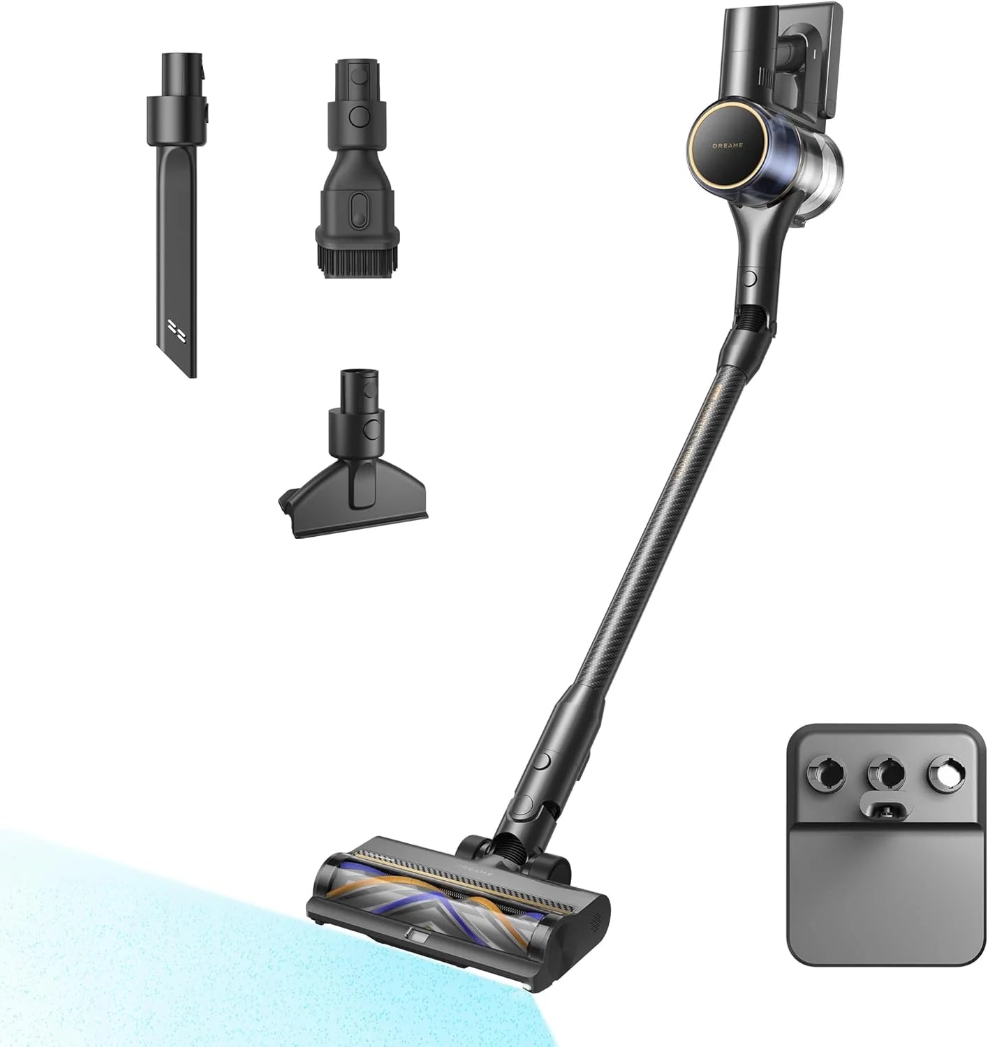 DREAME R20 Cordless Vacuum Cleaner, 22000PA/Powerful Suction 190AW, 90min Operation, LED Display, Blue LED Lights, Dirt Detection, Anti-Tangle Design, for Home, Pet Hair