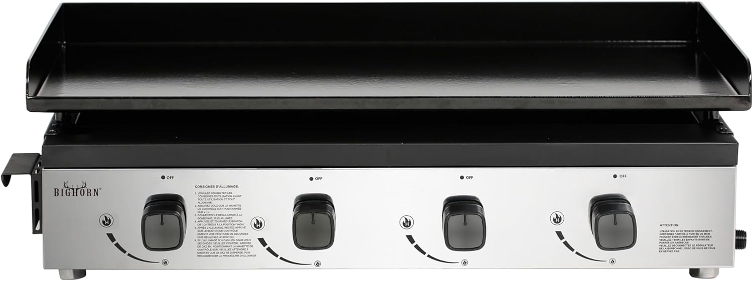 BIGHORN Plancha Grill - Barbacoa de gas – Tabletop – Portátil – 4 Quemadores