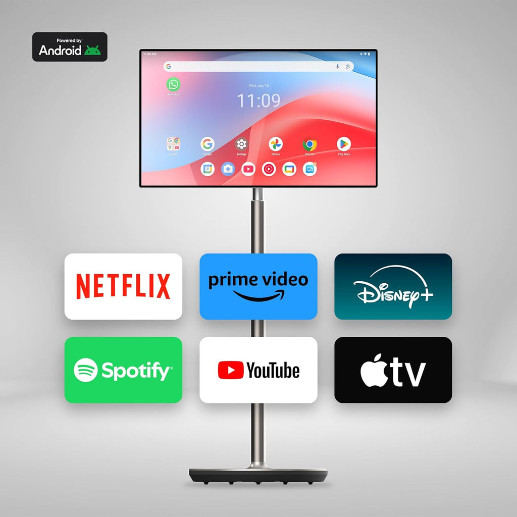 THOMSON 32 Pulgadas (81 cm) Go Plus, Android 4K UHD Portátil – Pantalla Táctil WiFi Bluetooth Control por Voz, Punto de Acceso, 4 Horas de Batería, Inclinable y Regulable en Altura