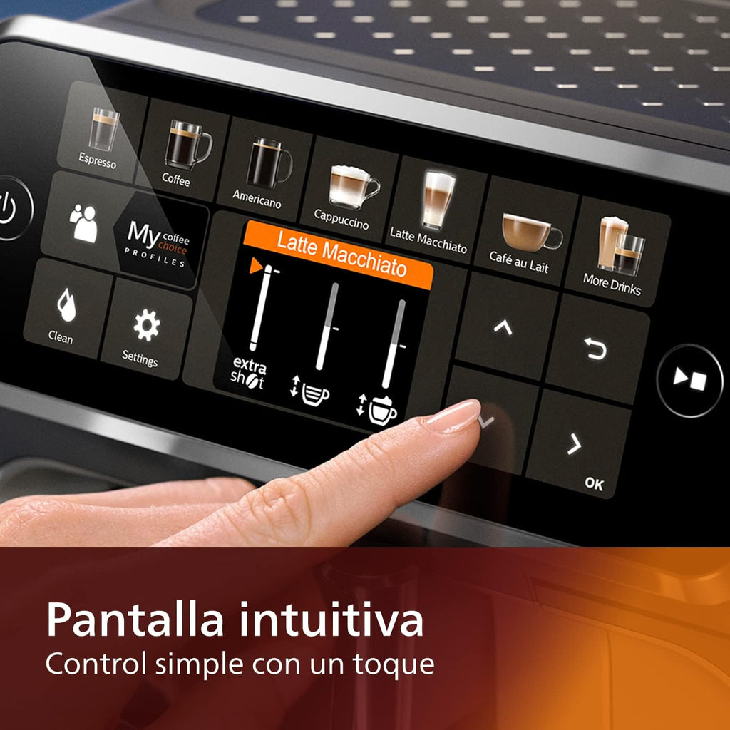 Serie 5400 Cafetera Superautomática - Sistema de Leche LatteGo, 12 Variedades de Café, Pantalla Intuitiva, 4 Perfiles de Usuario, Negro (EP5441/50)