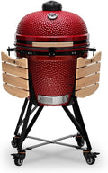 Kamado BONO BBQ - Barbacoa Grande XXL con 10 accesorios - Ø 59 cm Kamado Barbacoa con Accesorios - Parrilla ahumador rojo en la terraza, balcón o jardín