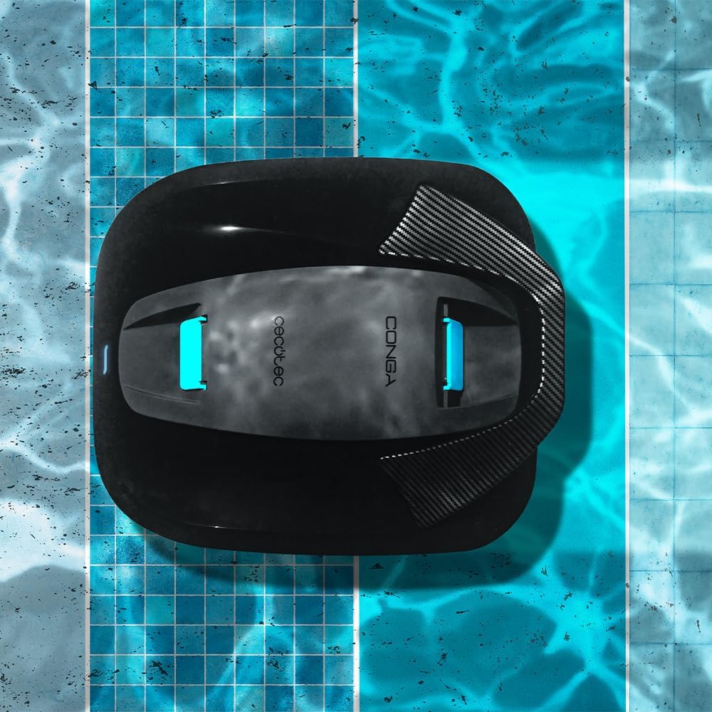 Cecotec Robot Limpiafondos Piscina sin Cable Conga Pooldroid 2000 FloorMaster. Autonomía 100mins, Piscina sin Pendientes, hasta 80m2, Profundidad Máxima 2,5m, Capacidad 2,5L, Filtro Alta Eficiencia