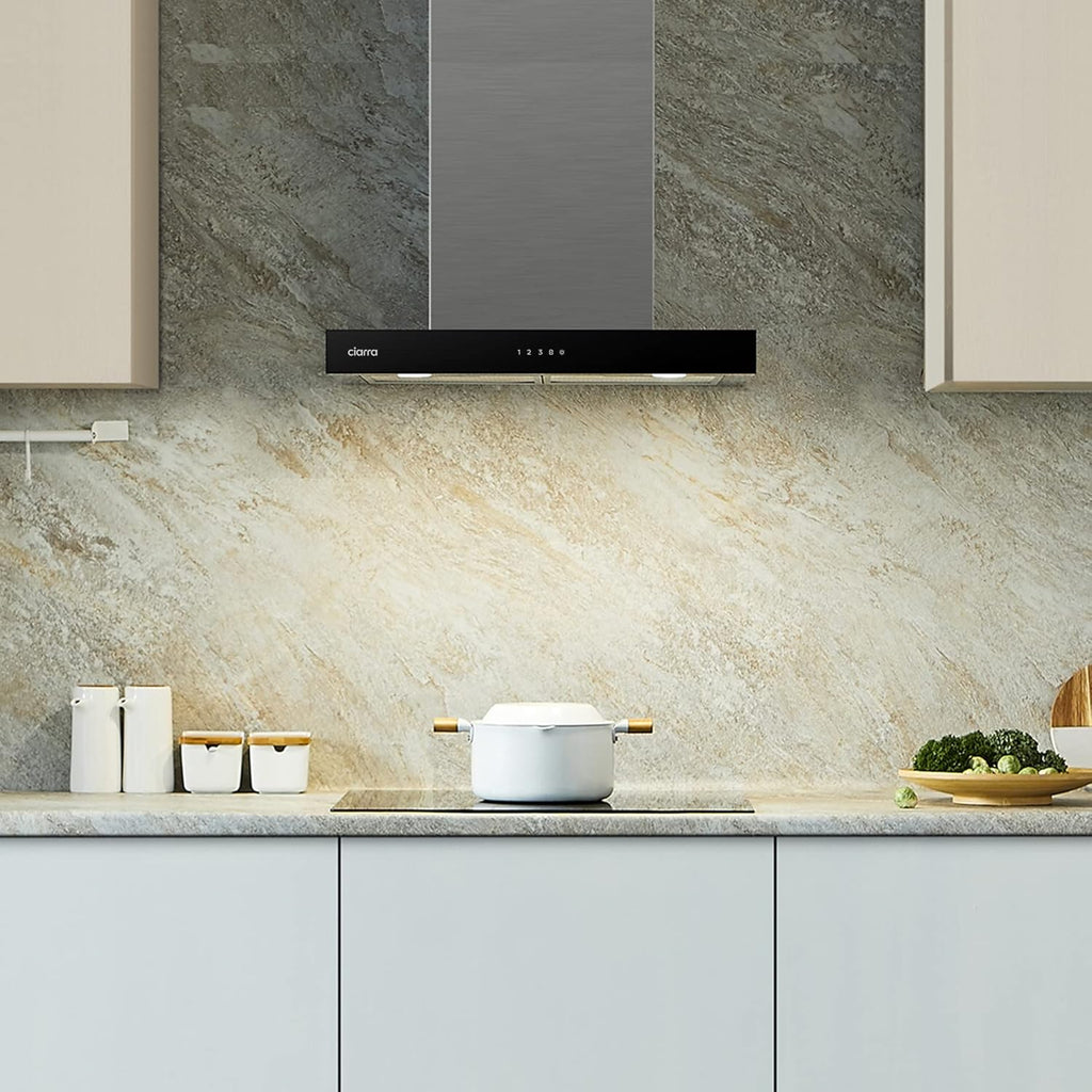 Ciarra CBCS6102 Campanas Extractora 60cm 650 m³/h - Control Táctil y Wifi - 4 Velocidades - Evacuación al Exterior y Recirculación Interna por Filtro de Carbón CBCF003 - Acero Inoxidable
