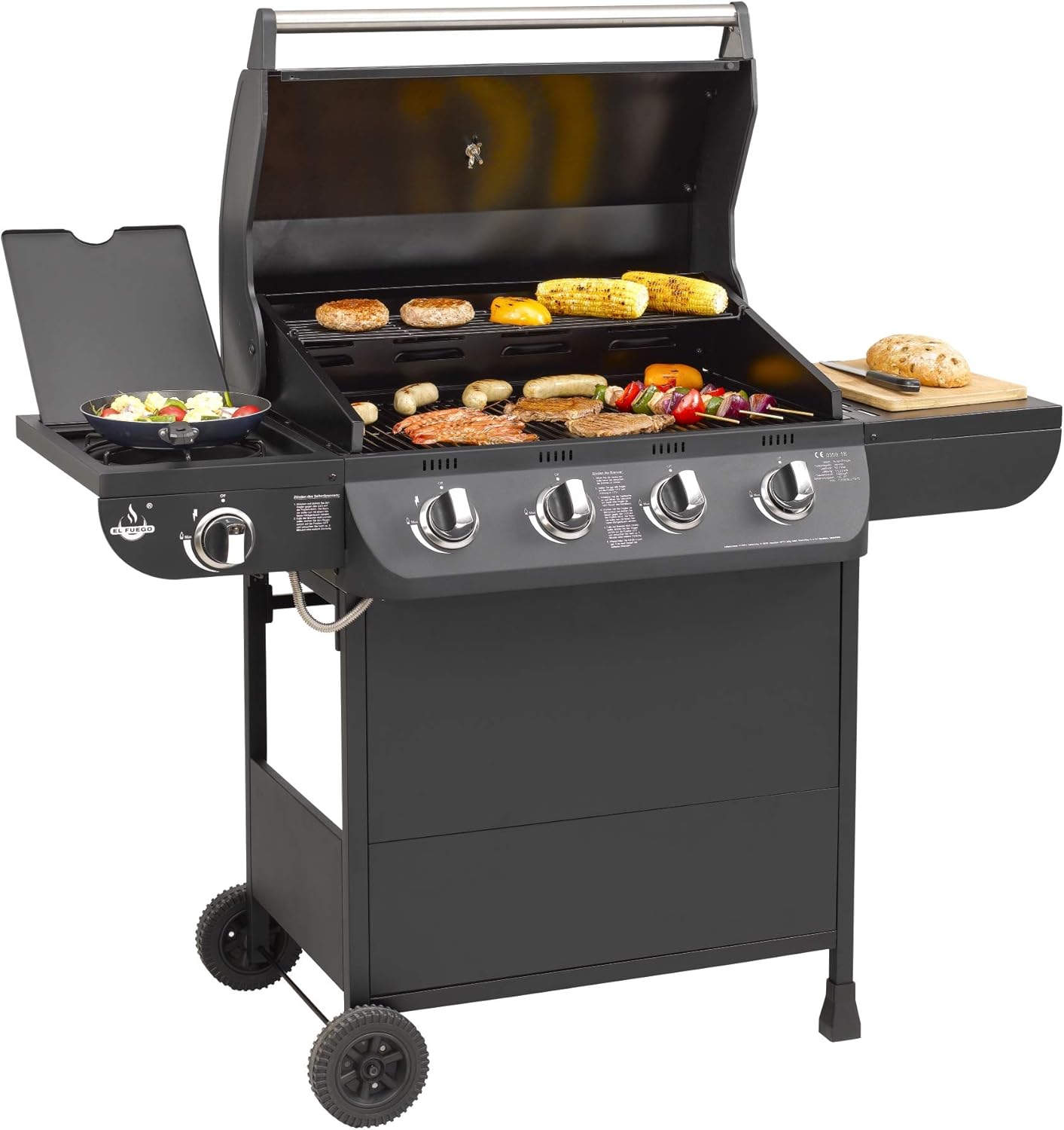 Grill gazowy "COLUMBUS" 4 + 1 palnik firmy El Fuego® BBQ BBQ grill na kółkach, grill gazowy Barbecue AY 563