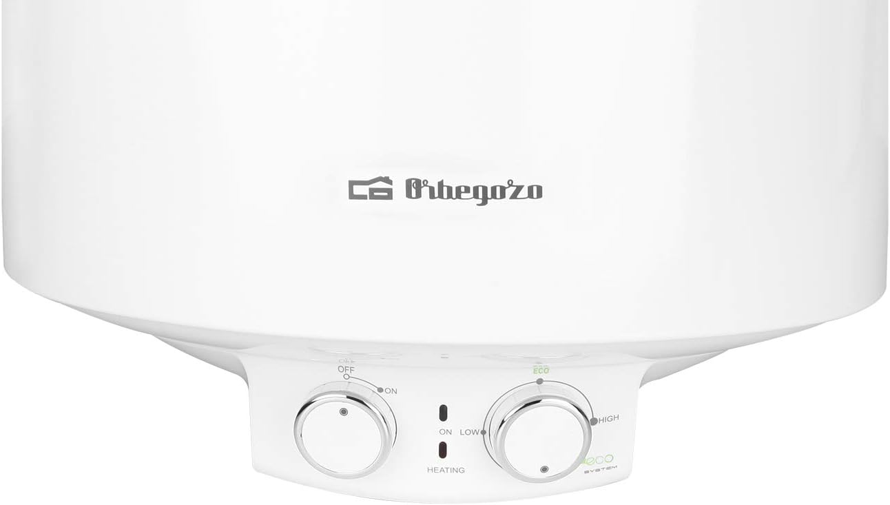 Orbegozo TRM 104 Termo eléctrico, 100 litros, bajo consumo, esmaltado vitrificado, función ON/OFF, ajuste ECO, IP-X4, temperatura máx. 75ºC, instalación vertical, 1500 W