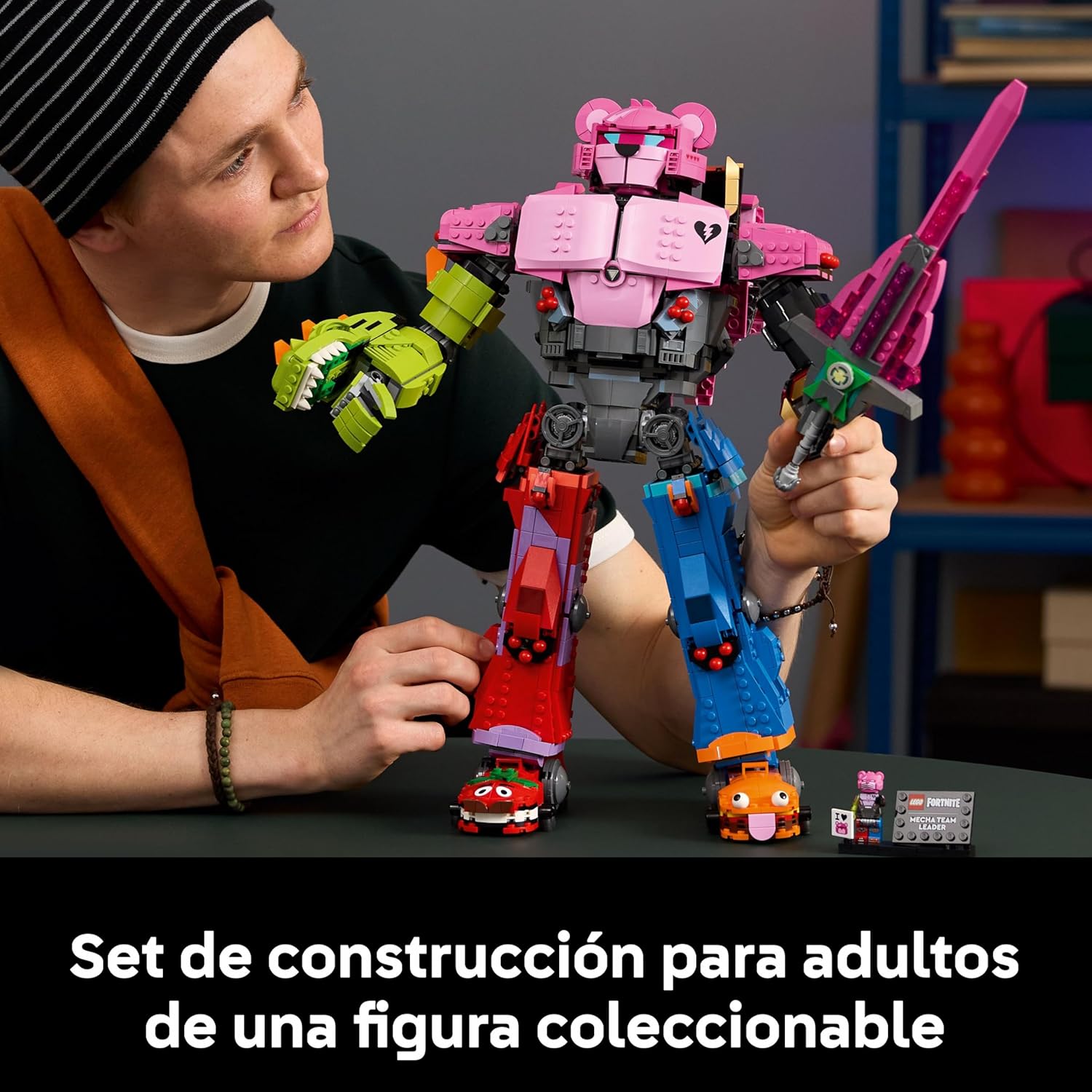 Fortnite Líder del Equipo Meca - Kit de Maquetas para Adultos para Exponer - Figura Articulada con Espada de Juguete y Minifigura - Regalo Gamer Coleccionable para Fans del Videojuego 77078