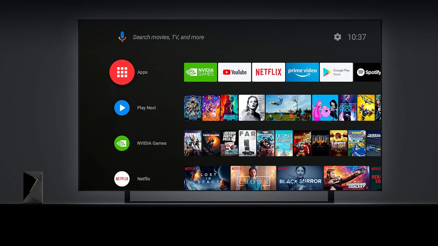 Nvidia Shield TV Pro, Procesador con Control Remoto, Chrome, Negro