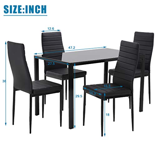 2025 Conjunto de comedor FDW, mesa de vidrio con sillas, para espacios pequeños, mesa de cocina y 4 sillas