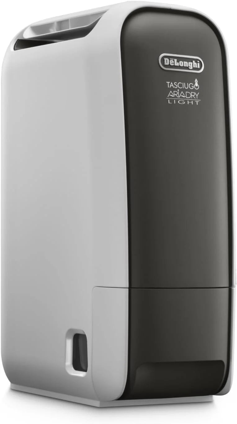 De'Longhi Tasciugo AriaDry Light – Portable Dehumidifier with Zeolite Technology and Ionizer, Removes up to 6 L/Day, Dry Clothes, Anti-Mould and Quiet, Swing and Timer Function, Grey (DNS65)