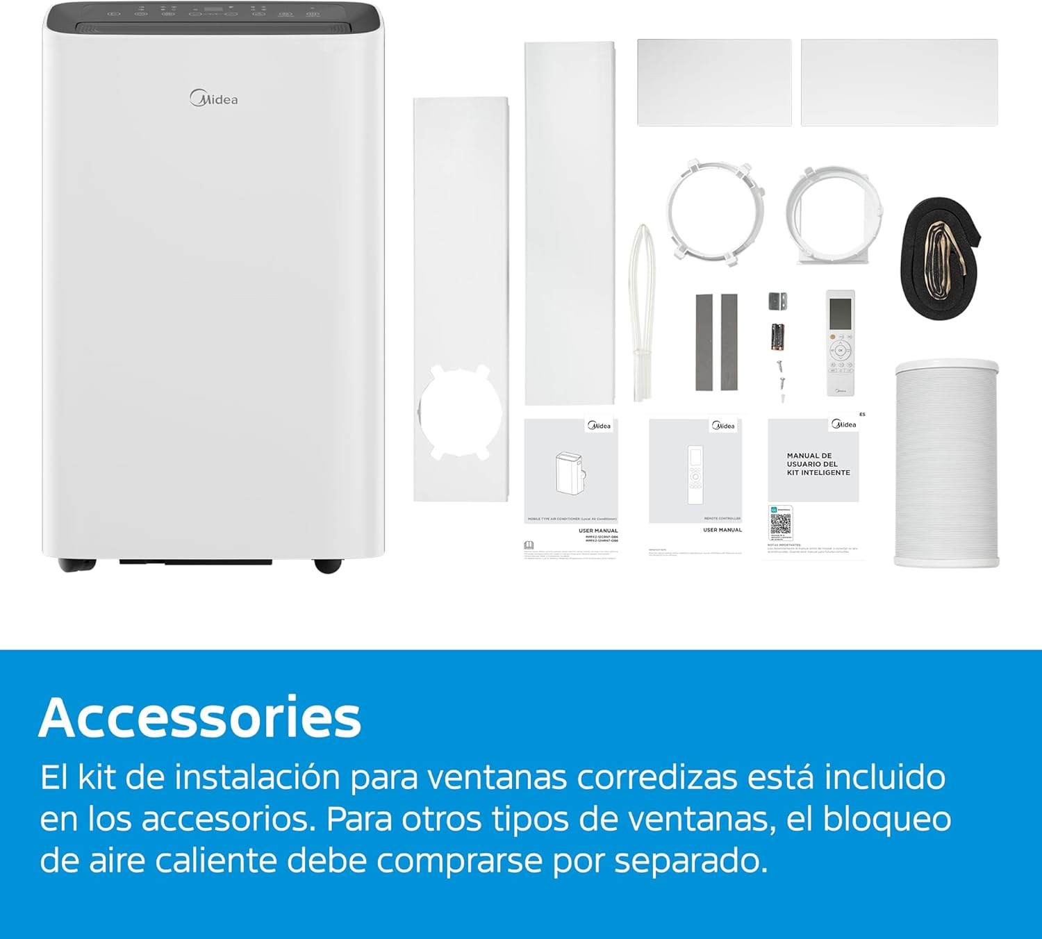 MIDEA Pingüino Aire Acondicionado Portátil Frío y Calor 3000 Frigorías / 12000 BTU - Climatizador silencioso con bomba calor 3500 W Air conditioner 4 modalidades con kit de ventana y control remoto