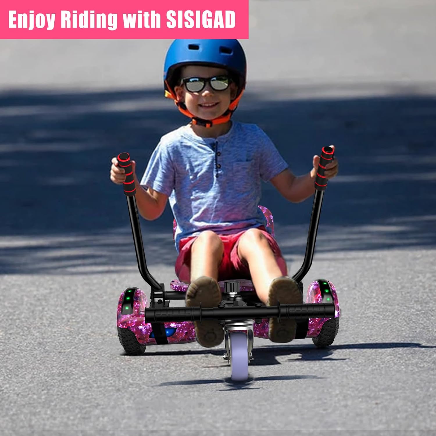 Hoverboard con asiento, tabla flotante autoequilibrada de 6,5" con altavoces Bluetooth y luces LED para niños y adultos