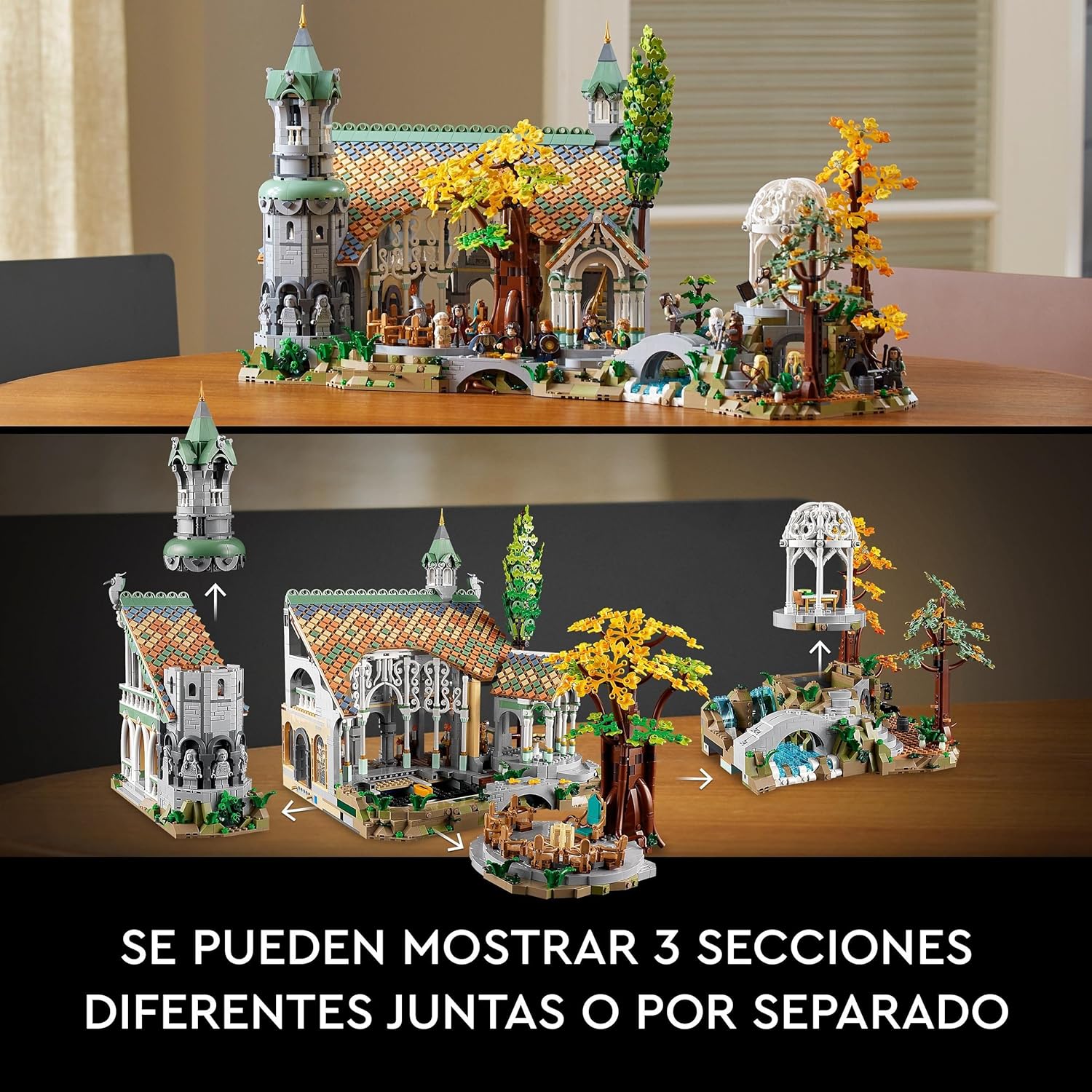 Icons EL SEÑOR DE LOS Anillos: RIVENDEL - Regalo por el Día del Padre - Maqueta para Construir de la Tierra Media - Gran Set con 15 Minifiguras Inc. Frodo, Bilbo, Gandalf y Legolas 10316