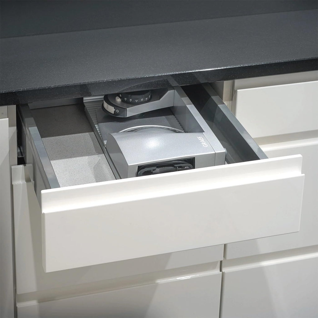 GRAEF MYtiny MT1000 - Cortadora plegable, 170 W, cuchilla Ø170 mm, metálica, corte 0-15 mm, pan, compacta, Made in Germany, plata