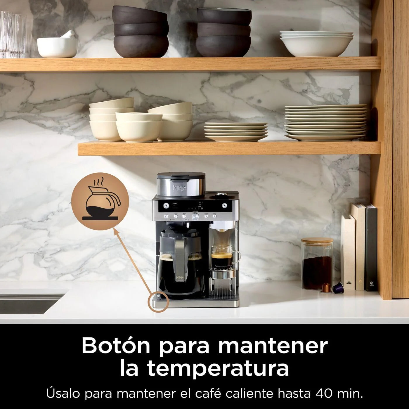 Ninja Prestige CFN802EU 2-in-1 Filter and Pod Coffee Maker with Built-In Frother, Brews Lattes, Iced Coffee and Flat Whites, Black