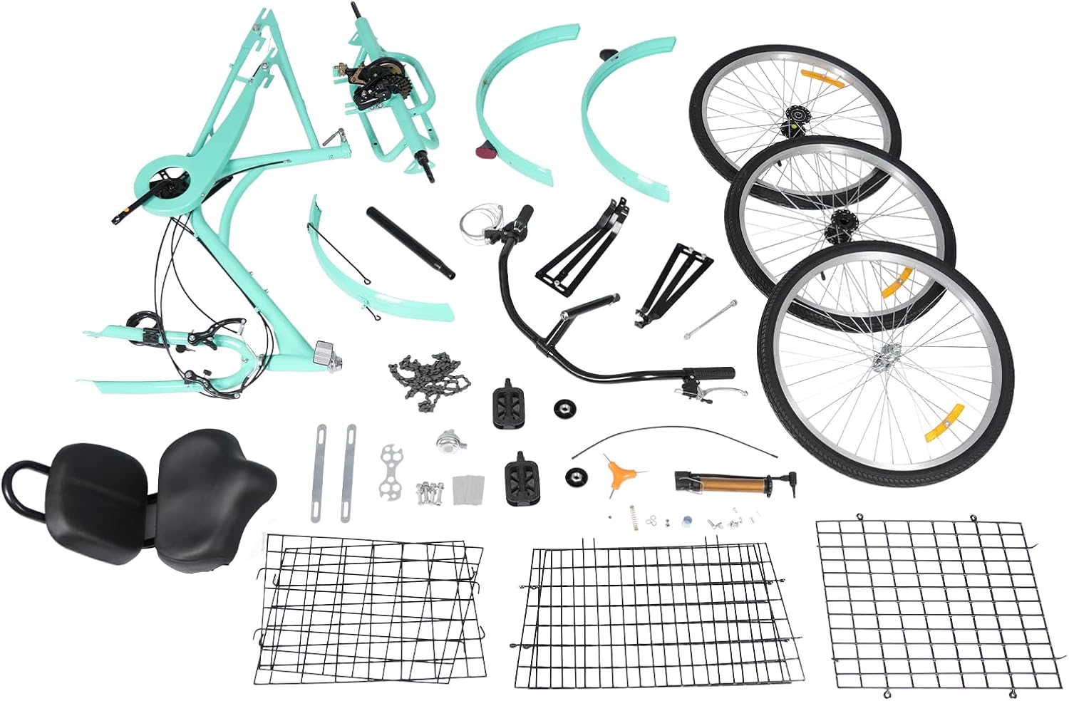 MccoMMon Triciclo de 24 pulgadas para adultos, 3 ruedas, triciclo de 7 velocidades, altura ajustable, bicicleta de carga para adultos, ancianos y mujeres