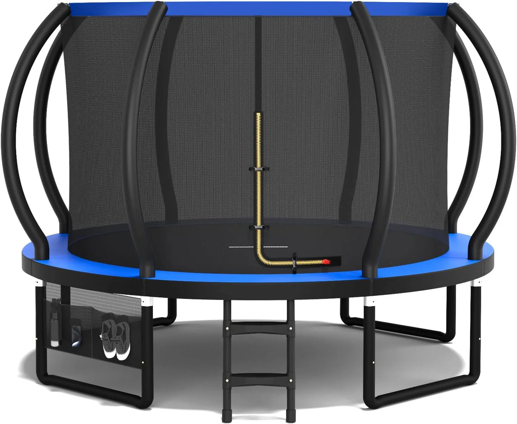 Devoko Cama Elástica Exterior para Niños Ø 228/305/366/427 cm, Trampolín Exterior de Jardín Calabaza Certificado GS con Red Seguridad, Escalera, Capacidad 150 kg