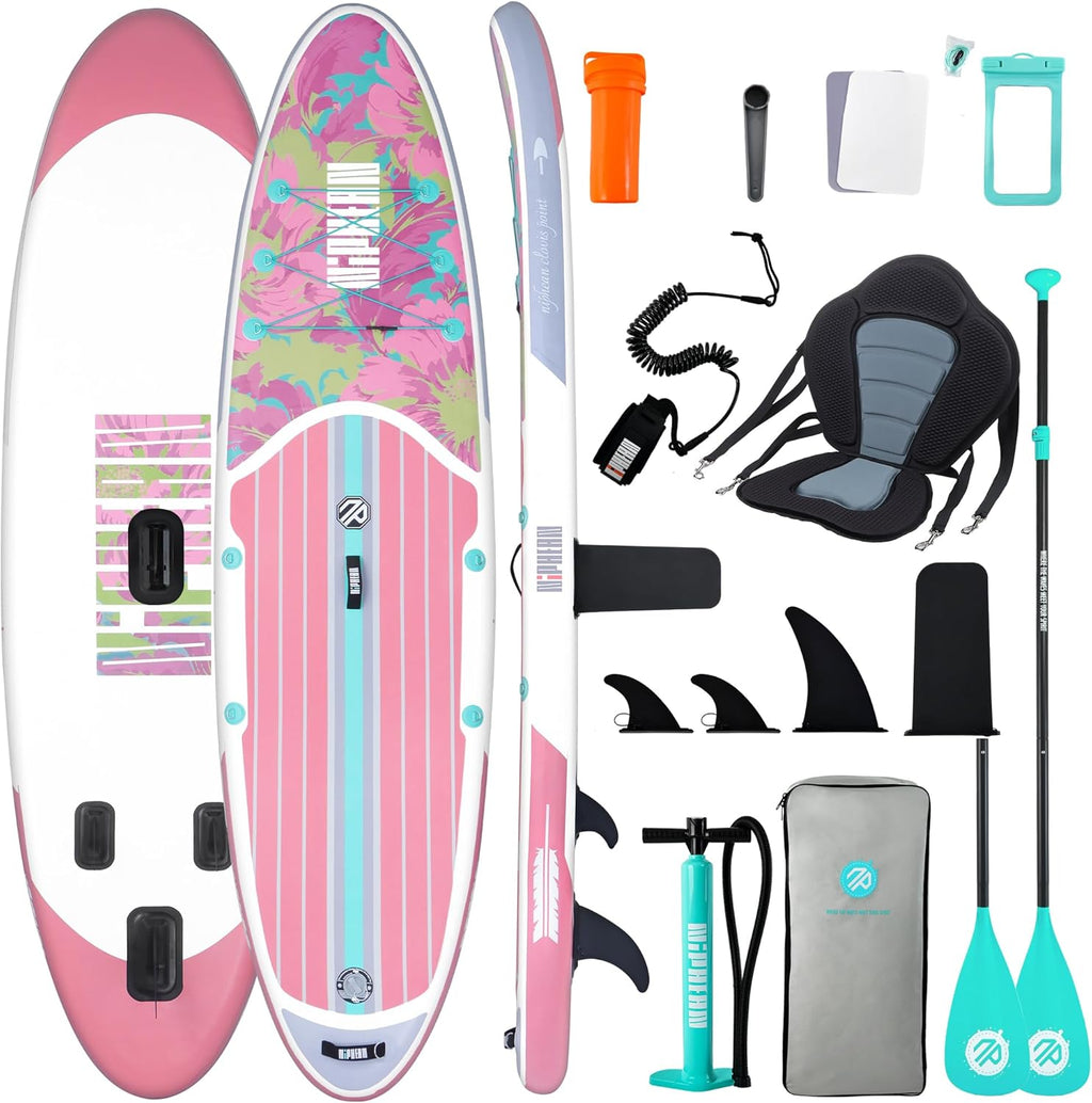 Niphean Tabla Paddle Surf Hinchable para Adultos con Todos los Accesorios, 320cm Paddle Surf Hinchable para Todos los Niveles, Sup Capacidad 200kg para 2 Personas, Stand up Paddle Board con Asiento