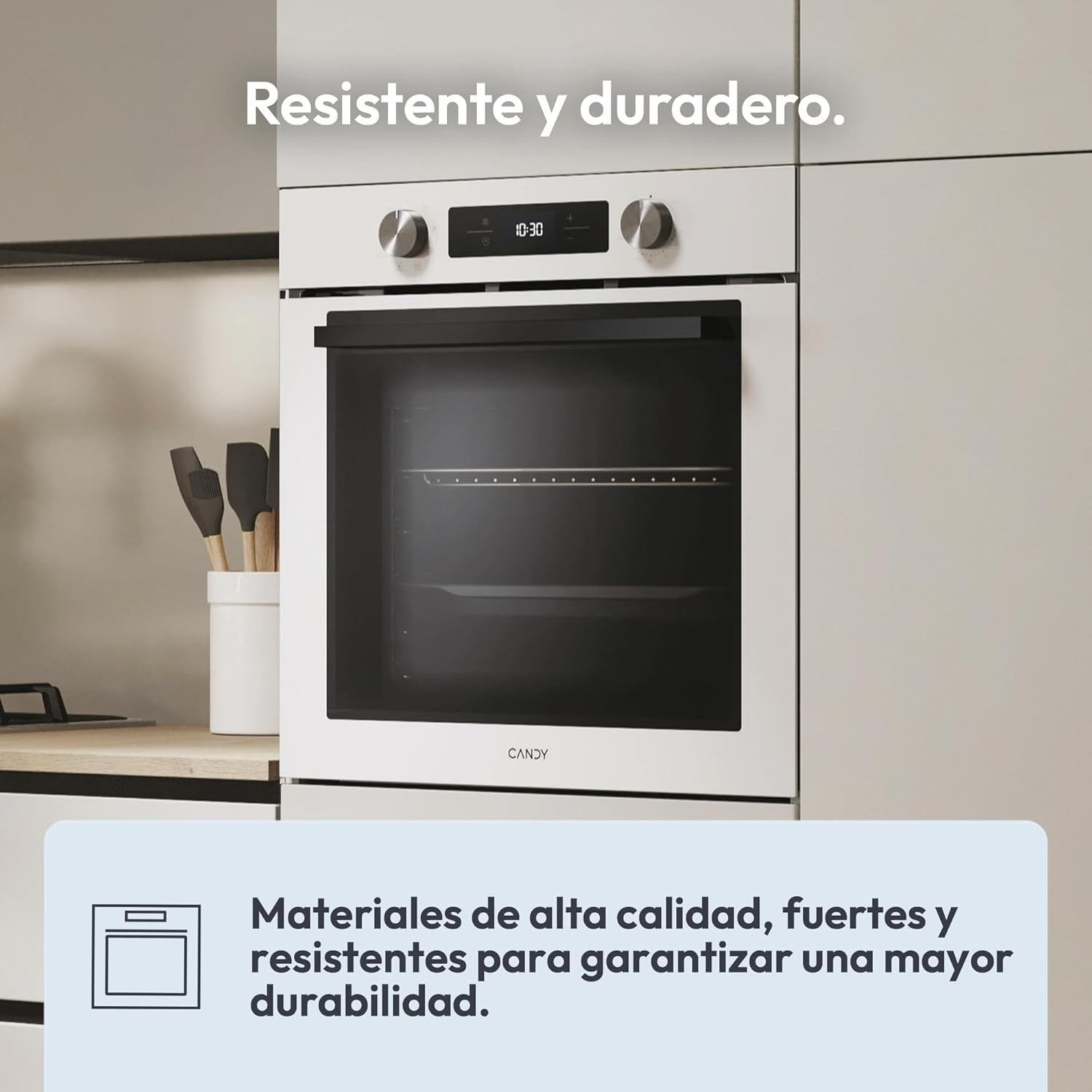 Candy Bake 600 CA6 N3T1HTW Horno Multifunción, 78L, Recetas a través de app hOn, 1 Bandeja y 1 Rejilla, Limpieza Hidrolítica, Convección + Ventilador, 9 Funciones, Ready UX, Blanco