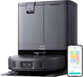 eufy X10 Pro Omni Robot Aspirador con Base Autovaciado y Mopas Giratorias, Mopa Doble con Elevación Automática de 12 mm, Detección de Alfombras, Antiobstáculos AI, Lavado y Secado automático, Negro