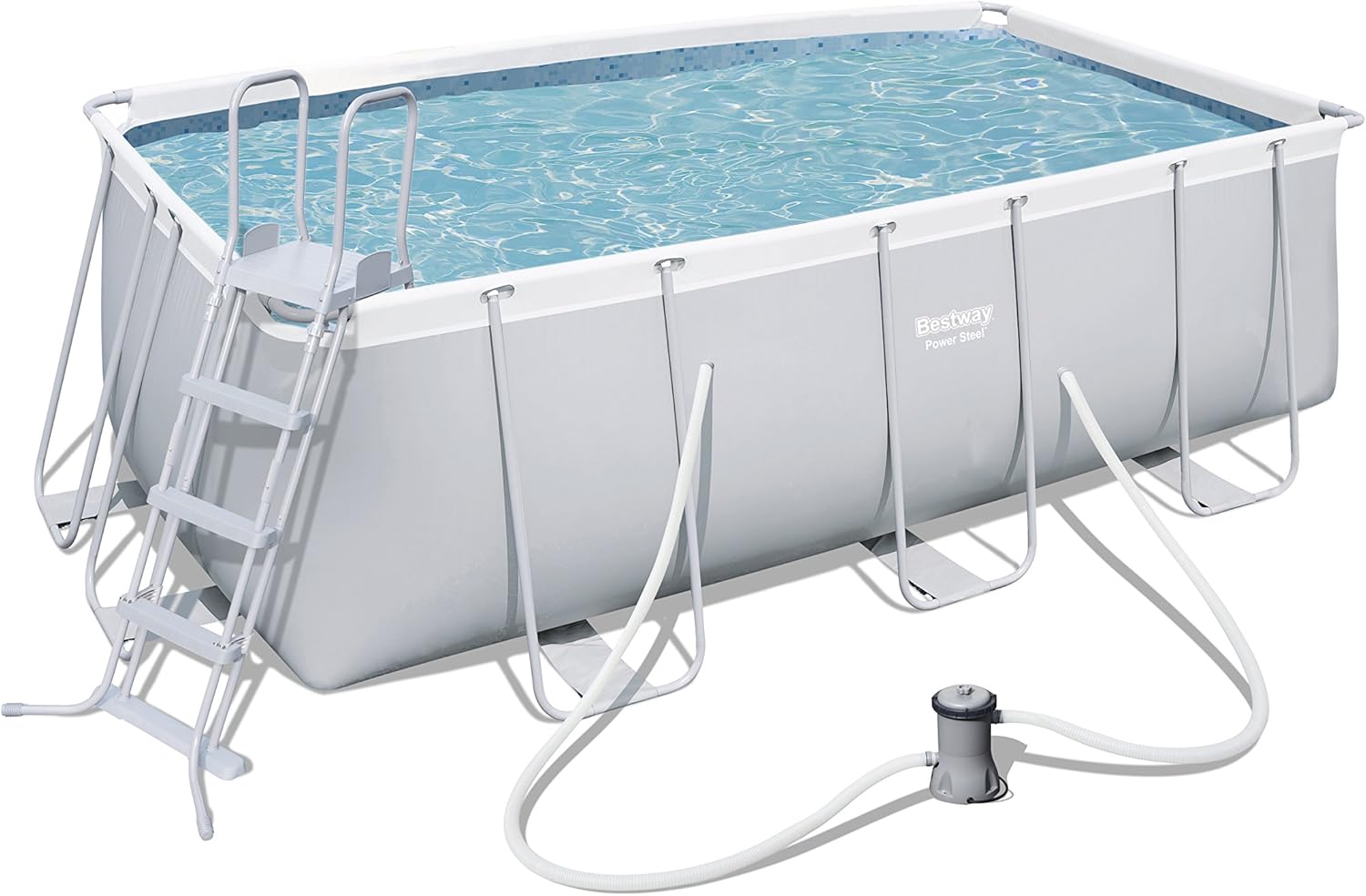 BESTWAY 56456 - Piscina Desmontable Tubular Power Steel, Depuradora de cartucho de 2.006 litros/hora, 412x201x122 cm