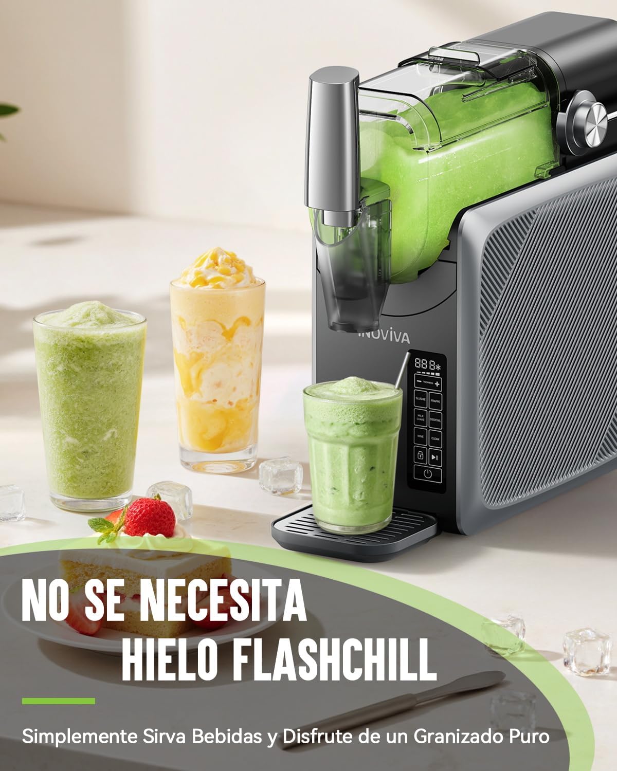 Granizadora Maquina INOVIVA, sin hielo, de 2 l, para el hogar, con autolimpieza, 5 programas preestablecidos, granizados congelados, margaritas, frappés y batidos (versión S1.2)