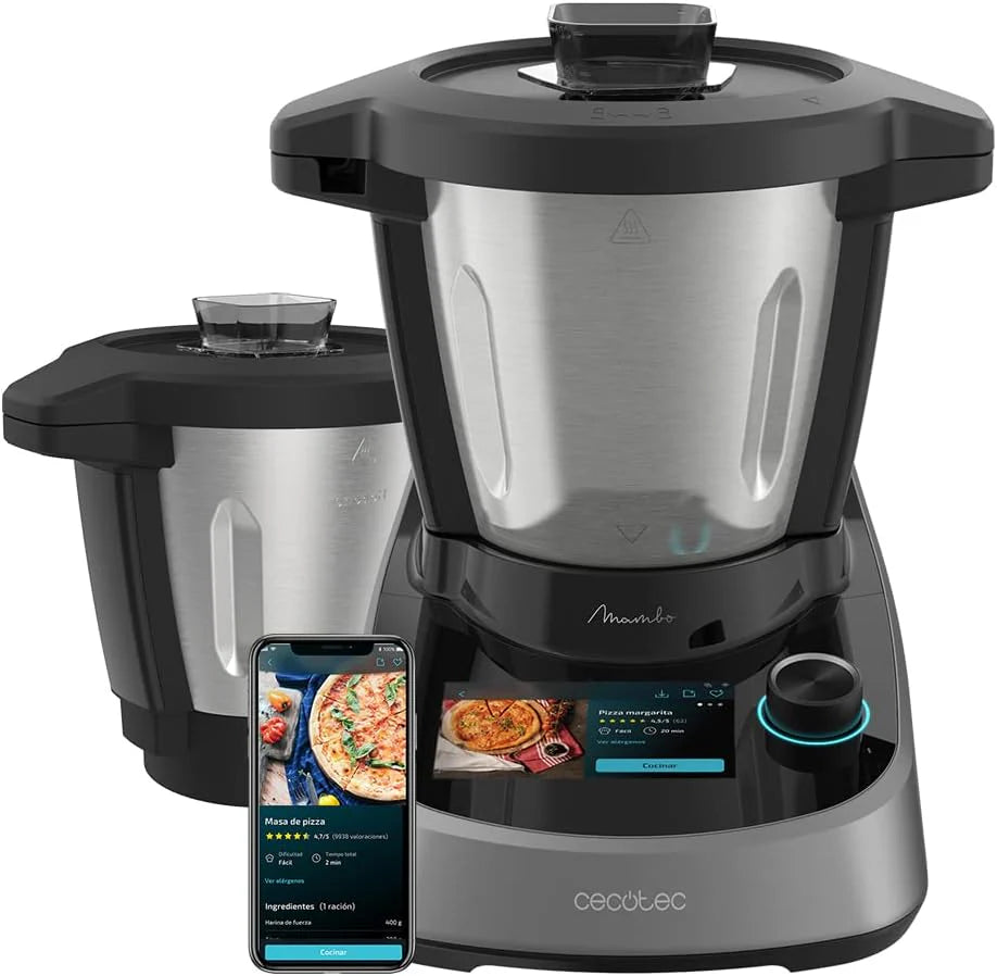 Cecotec Robot de Cocina Multifunción Mambo 11090, 1600 W, 37 Funciones, APP, Báscula y Jarra de 3,3 Litros de Acero inoxidable apta para Lavavajillas, Recetario y Accesorios