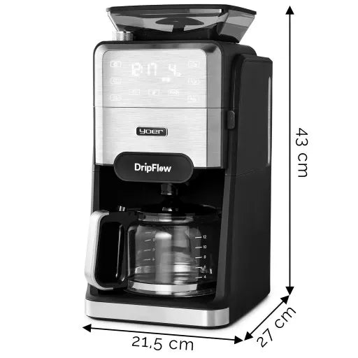 Ekspres przelewowy do kawy z Młynkiem żarnowym Yoer 1520W 1,5L +Programator