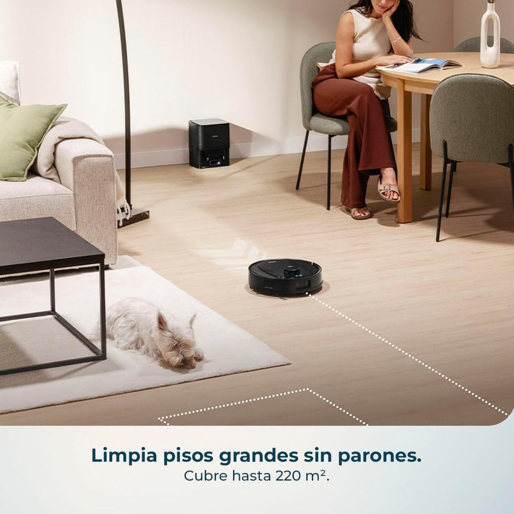 Cecotec Robot Aspirador y Friegasuelos con Base de Autovaciado e IA Conga Y80 X-Treme. Navegación Láser e Inteligencia Artificial, 13000Pa, Base de 2.5L, Autonomía hasta 220m², Control App 3.0